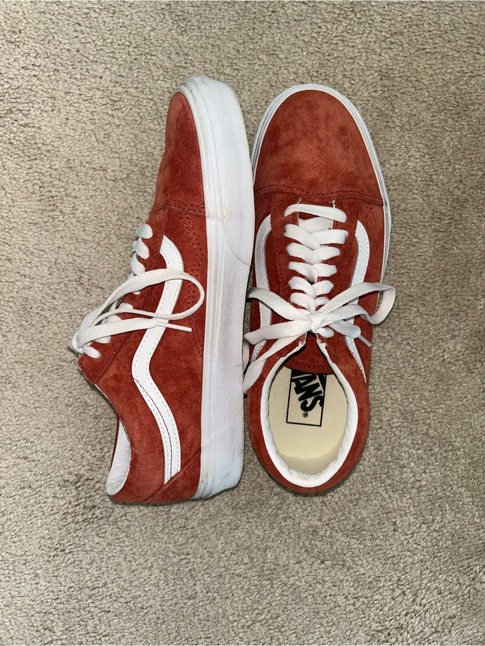 Vans Old Skool Orange Suede Sneakers - Rust/White size 8.5